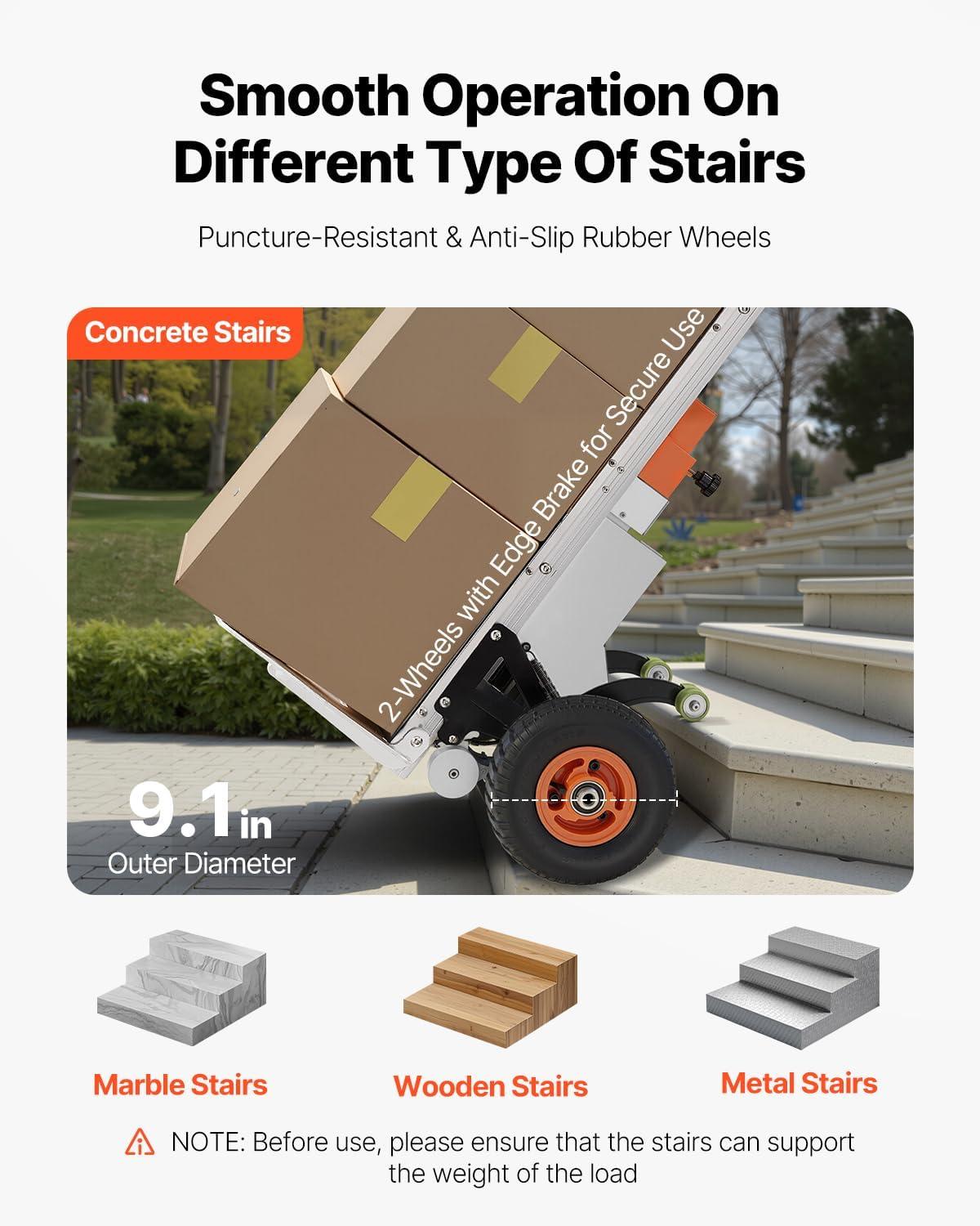 image:imageVEVOR Electric Stair Climbing Dolly 440lbs Capacity Electric Stair Climbing Hand Trucks with 1575in Rope amp Folding Handle Heavy Duty Stair Climber for Warehouse Logistics Moving FurnitureSilverFolding Handle