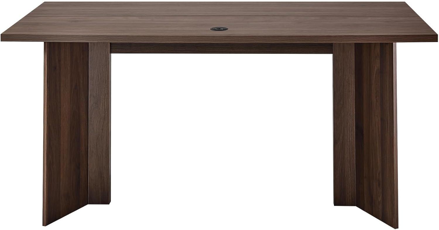 image:imageVEVOR Executive Desk 63 W x 315 D Large Office Desk Modern Computer Table Conference Meeting Room Table Business Furniture Enlarged Desktop for Home Office White and GoldWalnut