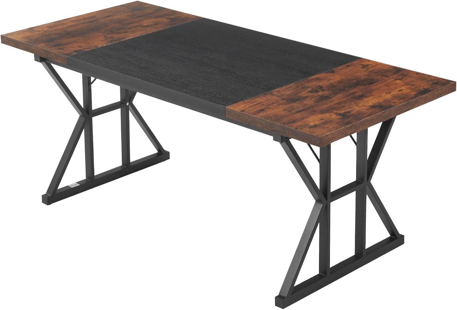 image:imageVEVOR Executive Desk 709 x 315 inch Large Computer Desk PC Workstation for Home Office Modern Simple Wood Laptop Study Writing Table Metal Frame Business Furniture Rustic Brown and Black708 315