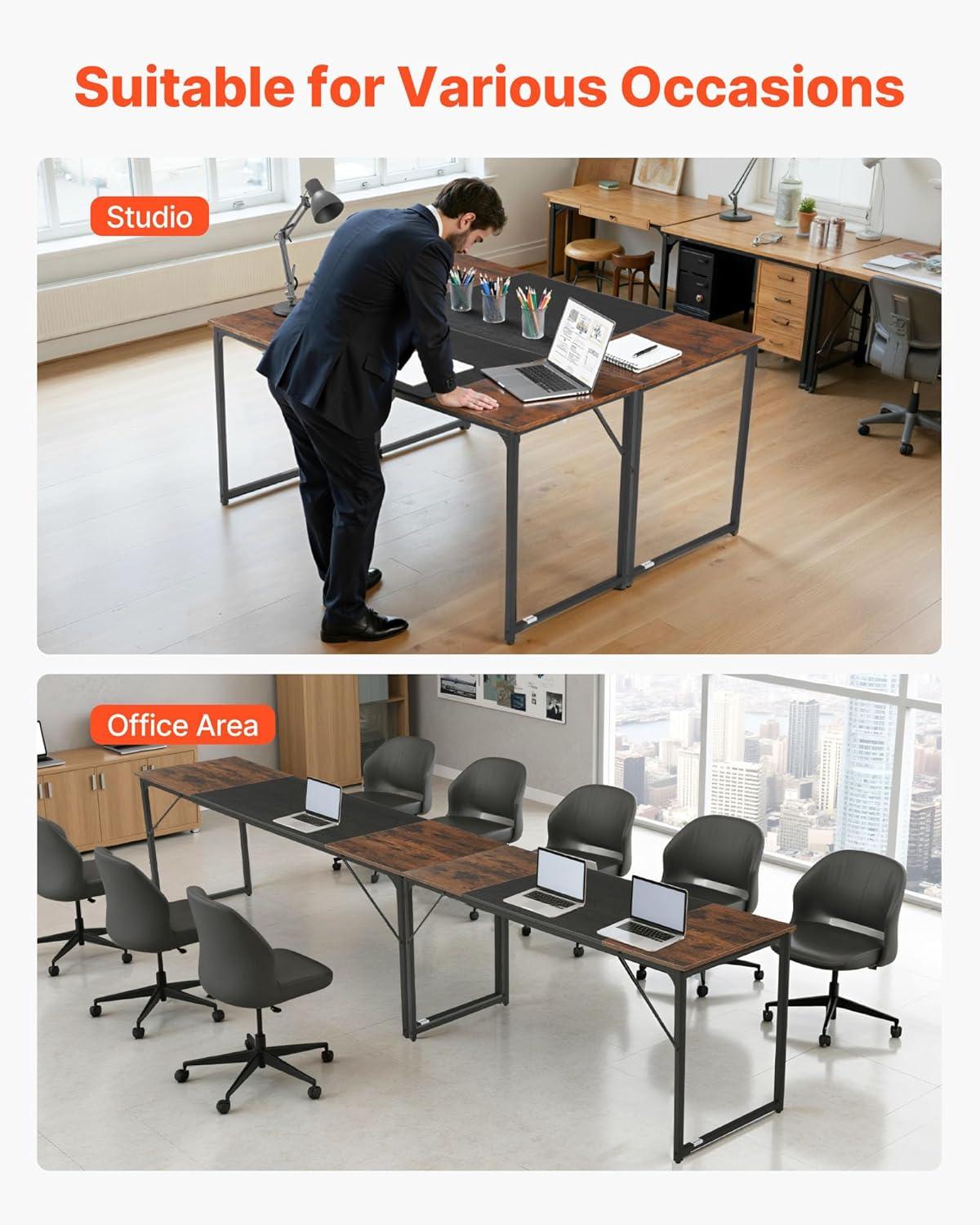 image:imageVEVOR Executive Desk 709 x 315 inch Large Computer Desk PC Workstation for Home Office Modern Simple Wood Laptop Study Writing Table Metal Frame Business Furniture Rustic Brown and Black63 236