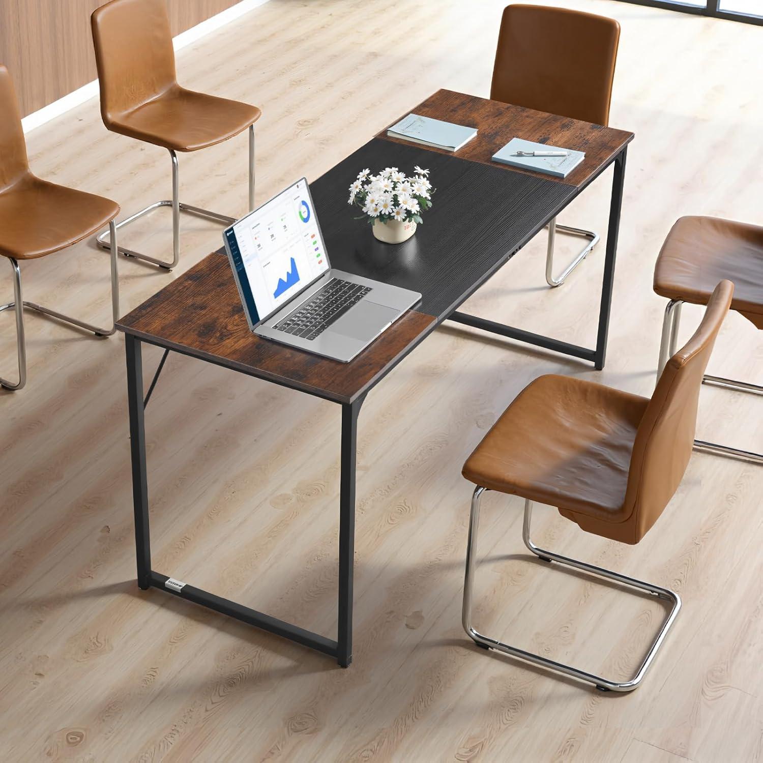 image:imageVEVOR Executive Desk 709 x 315 inch Large Computer Desk PC Workstation for Home Office Modern Simple Wood Laptop Study Writing Table Metal Frame Business Furniture Rustic Brown and Black63 236