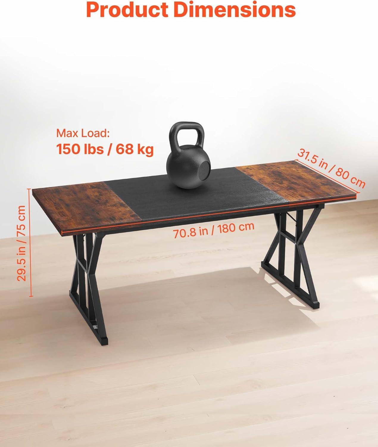 image:imageVEVOR Executive Desk 709 x 315 inch Large Computer Desk PC Workstation for Home Office Modern Simple Wood Laptop Study Writing Table Metal Frame Business Furniture Rustic Brown and Black708 315