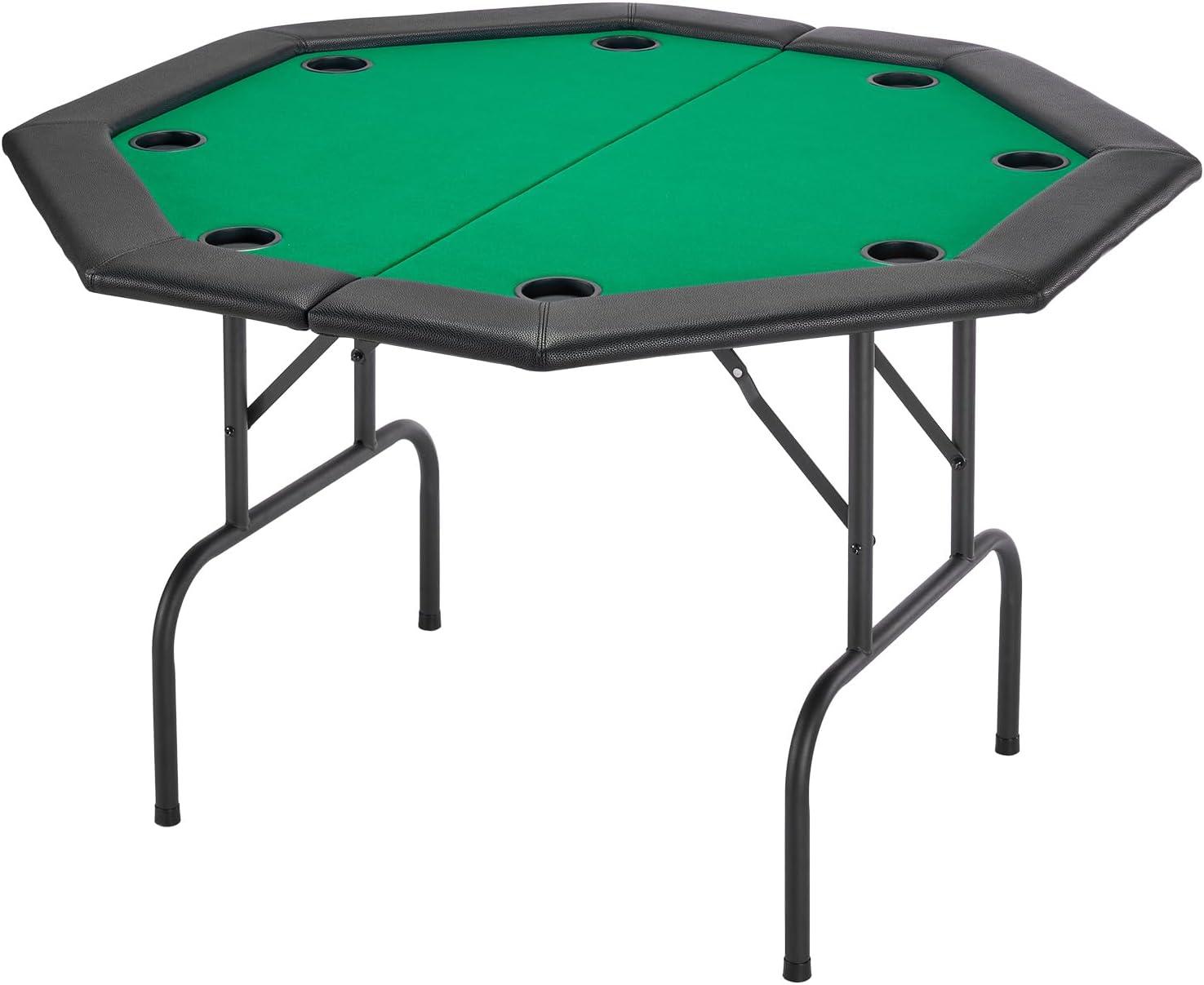image:imageVEVOR Foldable Poker Table 8 Player 48 in Folding Casino Leisure Table with Padded Rails amp Cup Holders Octagonal Portable Game Tables with Felt amp Metal Legs for Texas Holdem Game and BlackjackBlackgreen