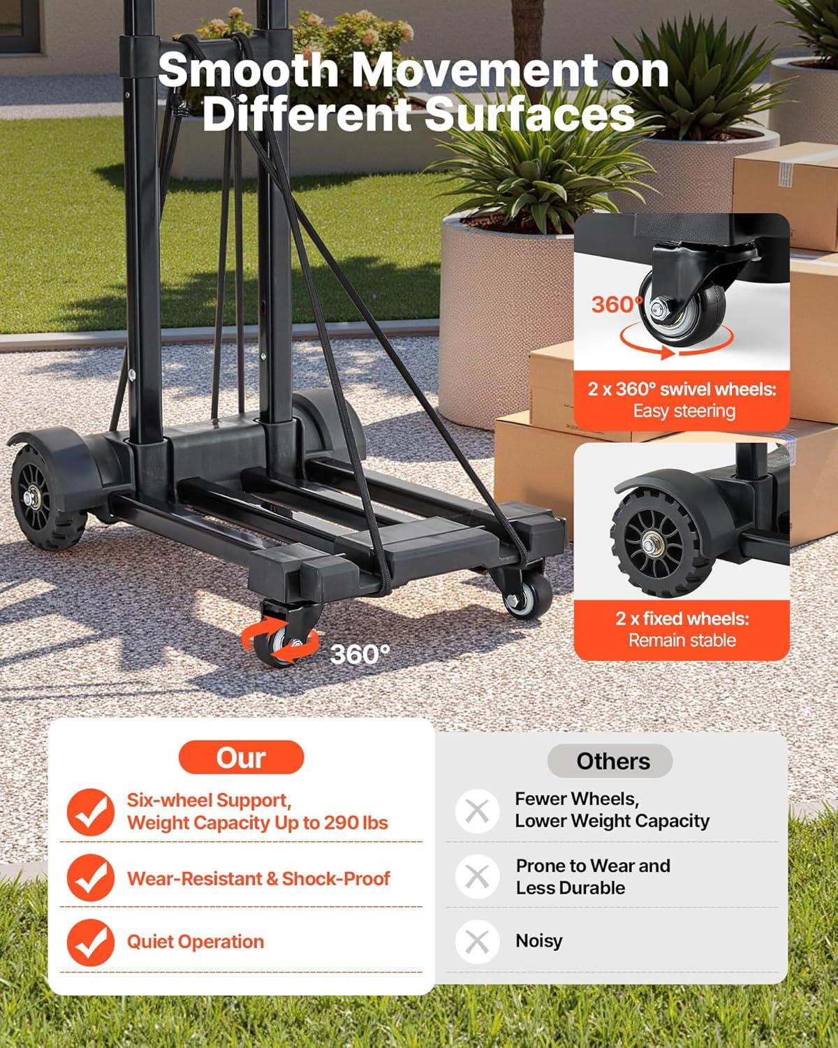 image:imageVEVOR Folding Hand Truck 110 lbs Load Capacity Collapsible Luggage Cart with 2 Wheels amp 1 Elastic Rope Utility Dolly Platform Cart for Airport Travel Furniture Luggage Office Moving Black290 lbs