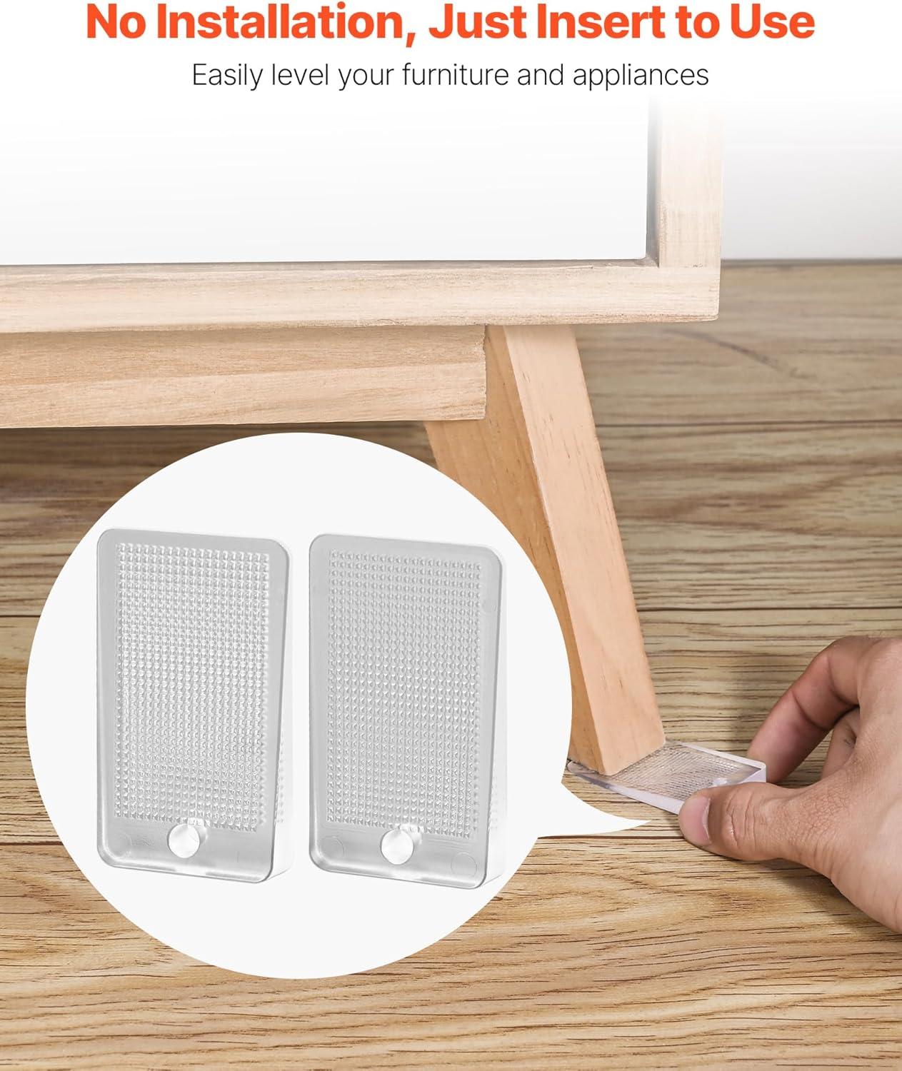 image:imageVEVOR Furniture Leveling Shims 30 PCS 197 x 116 x 022 inch NonSkid Clear Plastic Pads EasytoCut Furniture Leveler Ideal Shim Leveler for Couch Refrigerator Table Legs to Avoid Wobbling