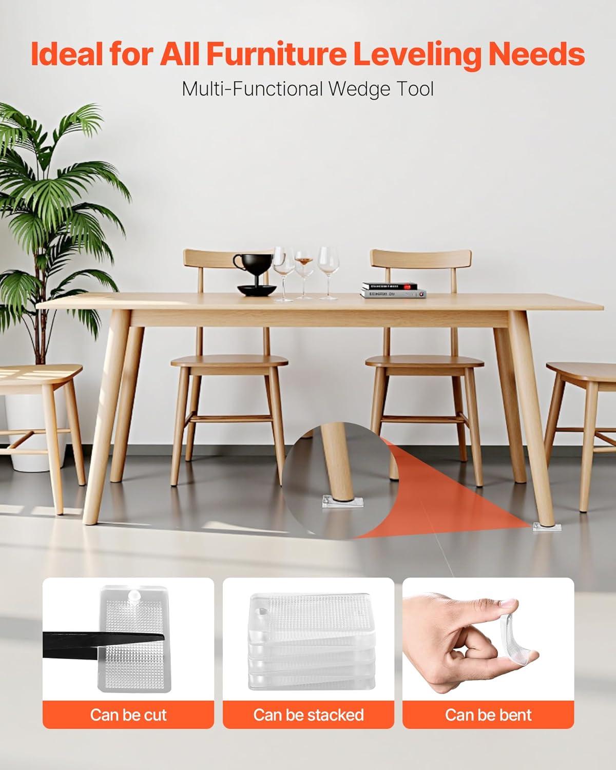 image:imageVEVOR Furniture Leveling Shims 30 PCS 197 x 116 x 022 inch NonSkid Clear Plastic Pads EasytoCut Furniture Leveler Ideal Shim Leveler for Couch Refrigerator Table Legs to Avoid Wobbling