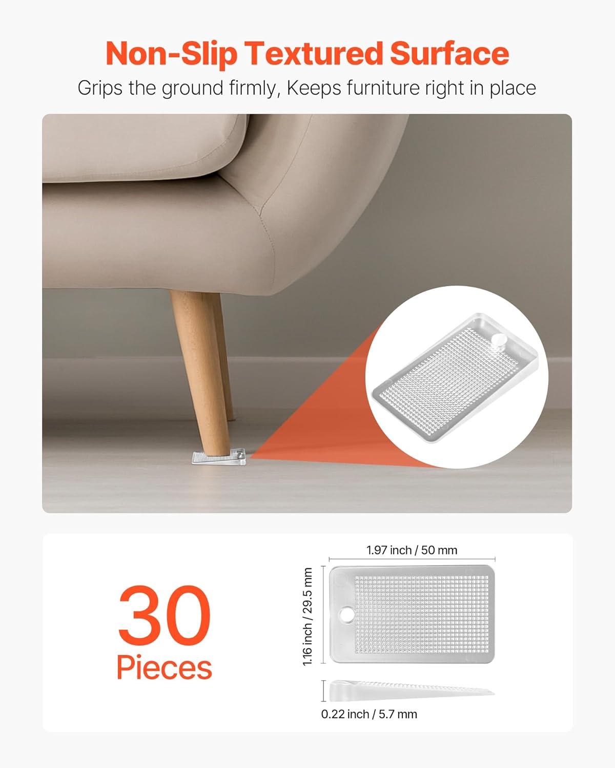 image:imageVEVOR Furniture Leveling Shims 30 PCS 197 x 116 x 022 inch NonSkid Clear Plastic Pads EasytoCut Furniture Leveler Ideal Shim Leveler for Couch Refrigerator Table Legs to Avoid Wobbling