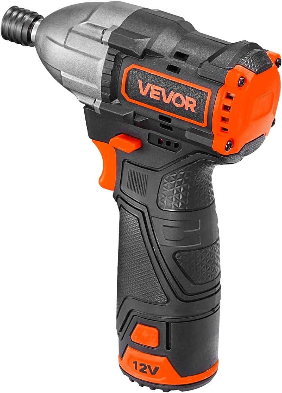 image:imageVEVOR Impact Driver 14 Inch 3000 RPM Max Speed 12 V Brushless Motor Electric Cordless Impact Driver Kit with Battery and Charger 20 Bits LED Work Light for Furniture Electrical Home Repairs120Nm 3400BPM