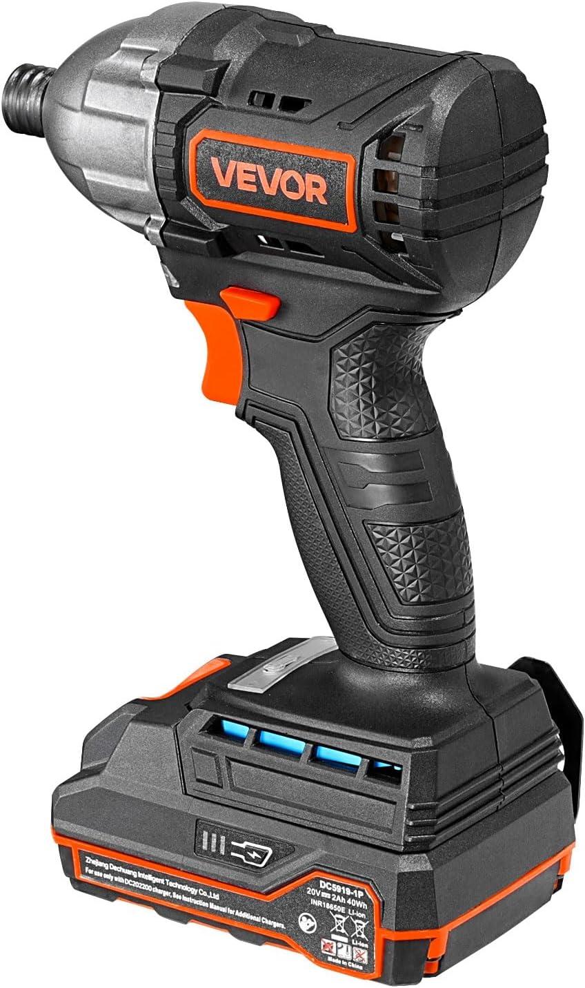 image:imageVEVOR Impact Driver 14 Inch 3000 RPM Max Speed 12 V Brushless Motor Electric Cordless Impact Driver Kit with Battery and Charger 20 Bits LED Work Light for Furniture Electrical Home Repairs250Nm 3600BPM