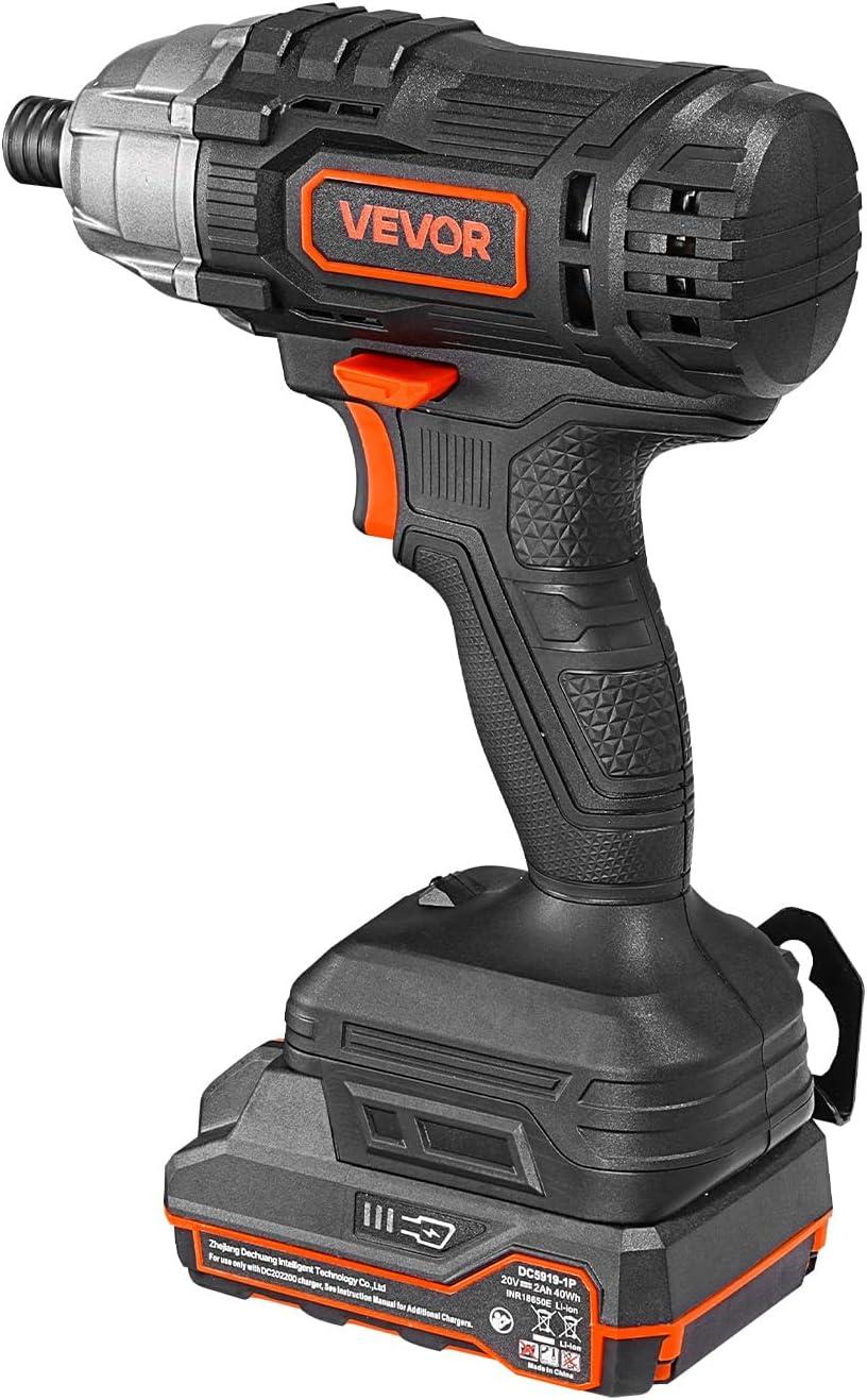 image:imageVEVOR Impact Driver 14 Inch 3000 RPM Max Speed 12 V Brushless Motor Electric Cordless Impact Driver Kit with Battery and Charger 20 Bits LED Work Light for Furniture Electrical Home Repairs180nm 2800bpm