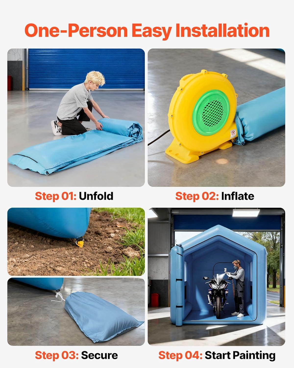 image:imageVEVOR Inflatable Paint Booth 3937 x 1640 x 1312 ft Inflatable Spray Booth with 950W1100W Blowers Air Filter System Triangular Roof for Painting Car Truck Furniture Automotive Sheet Metal10x85x85Ft