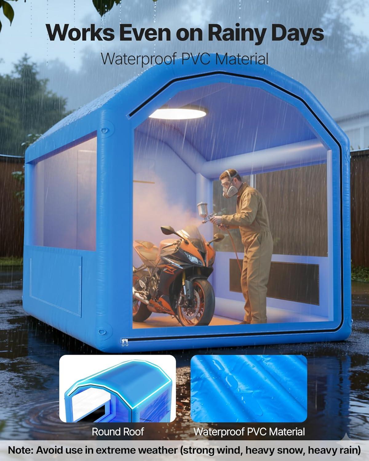 image:imageVEVOR Inflatable Paint Booth 3937 x 1640 x 1312 ft Inflatable Spray Booth with 950W1100W Blowers Air Filter System Triangular Roof for Painting Car Truck Furniture Automotive Sheet Metal10x85x85Ft
