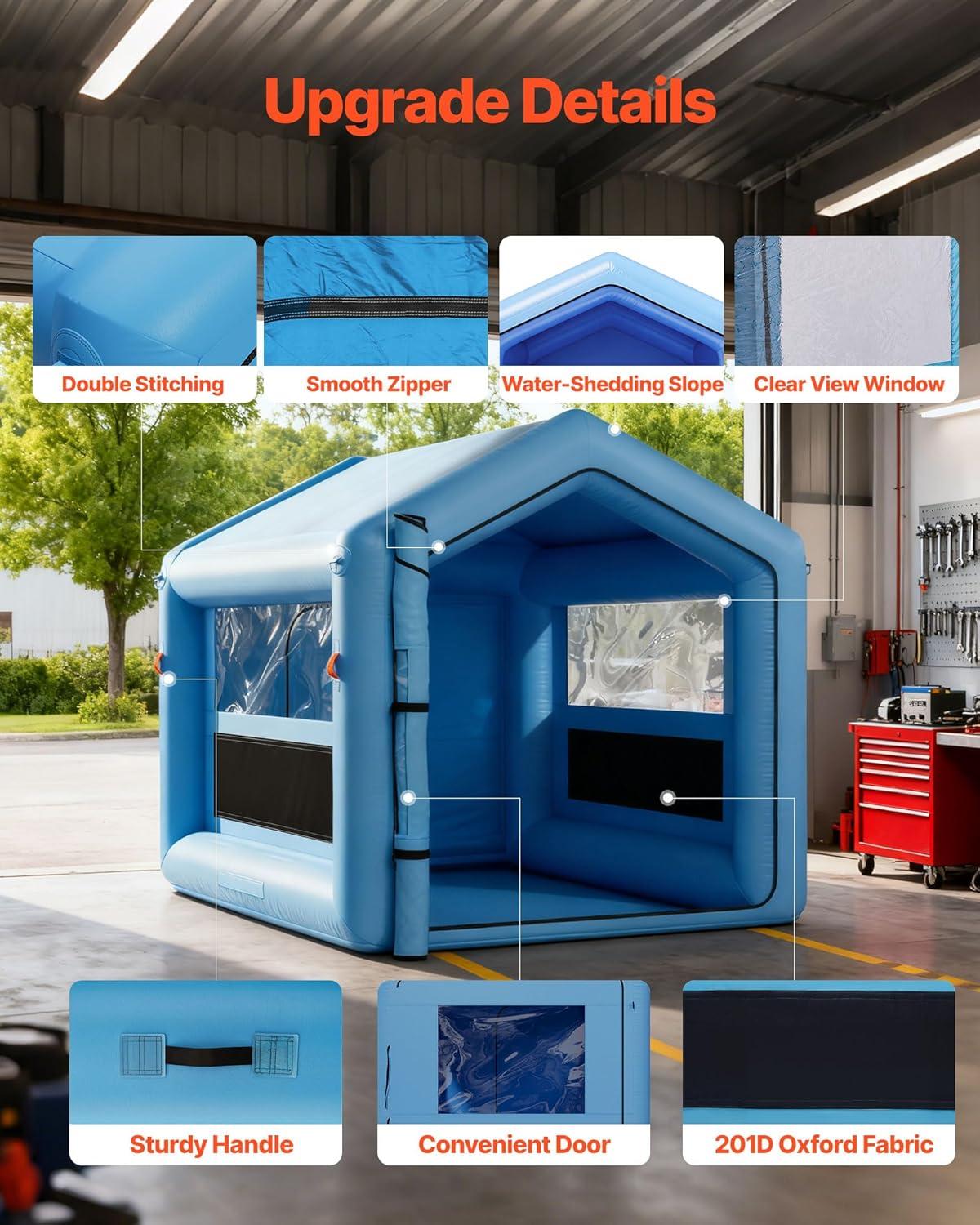 image:imageVEVOR Inflatable Paint Booth 3937 x 1640 x 1312 ft Inflatable Spray Booth with 950W1100W Blowers Air Filter System Triangular Roof for Painting Car Truck Furniture Automotive Sheet Metal10x85x85Ft