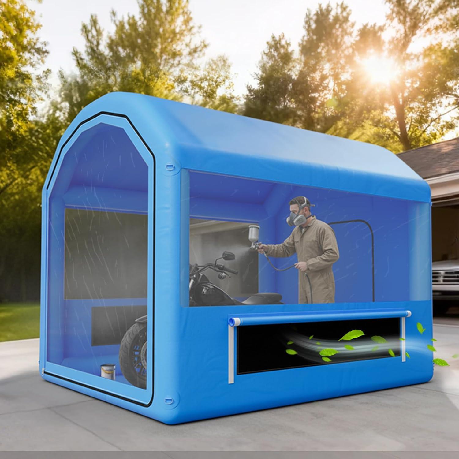 image:imageVEVOR Inflatable Paint Booth 3937 x 1640 x 1312 ft Inflatable Spray Booth with 950W1100W Blowers Air Filter System Triangular Roof for Painting Car Truck Furniture Automotive Sheet Metal10x85x85Ft