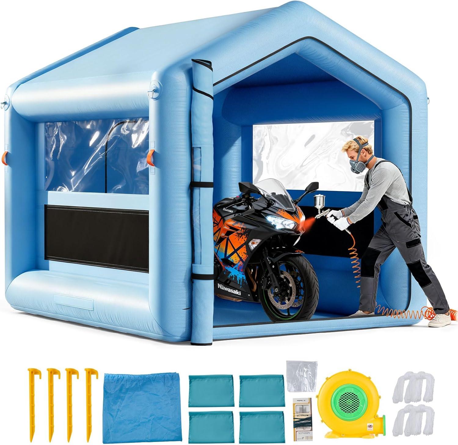 image:imageVEVOR Inflatable Paint Booth 3937 x 1640 x 1312 ft Inflatable Spray Booth with 950W1100W Blowers Air Filter System Triangular Roof for Painting Car Truck Furniture Automotive Sheet Metal10x85x85Ft