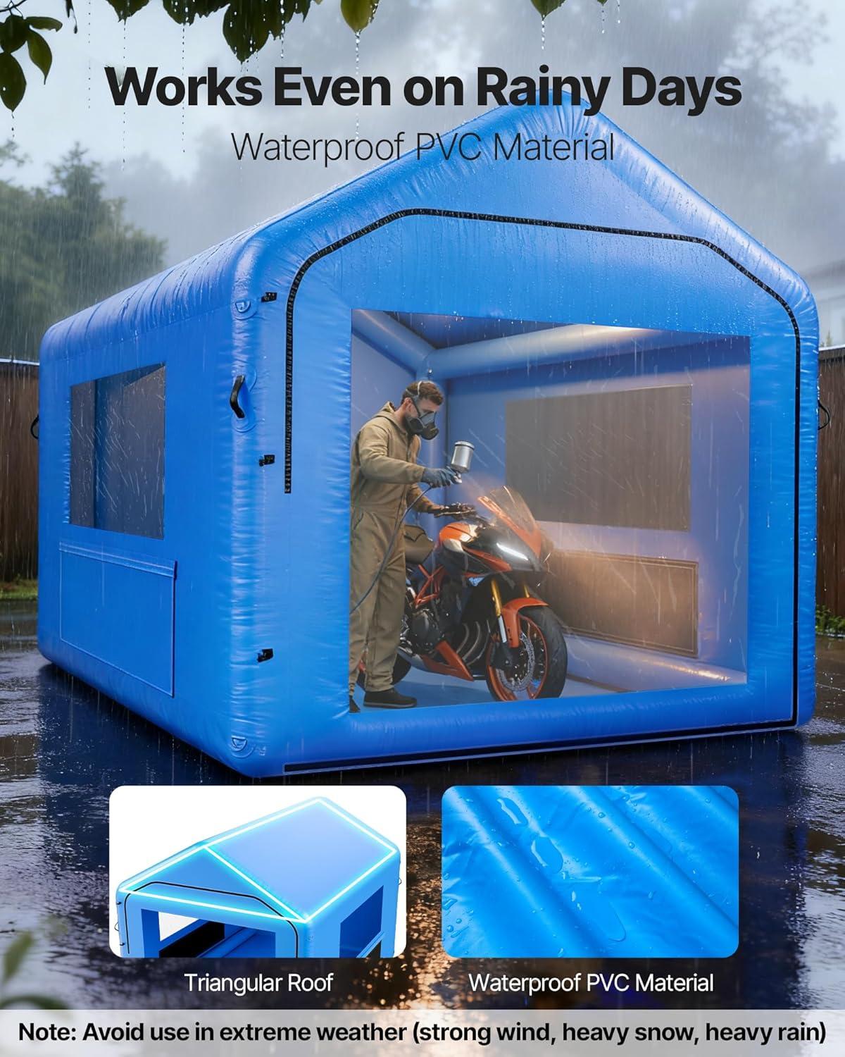 image:imageVEVOR Inflatable Paint Booth 3937 x 1640 x 1312 ft Inflatable Spray Booth with 950W1100W Blowers Air Filter System Triangular Roof for Painting Car Truck Furniture Automotive Sheet Metal13x10x9Ft