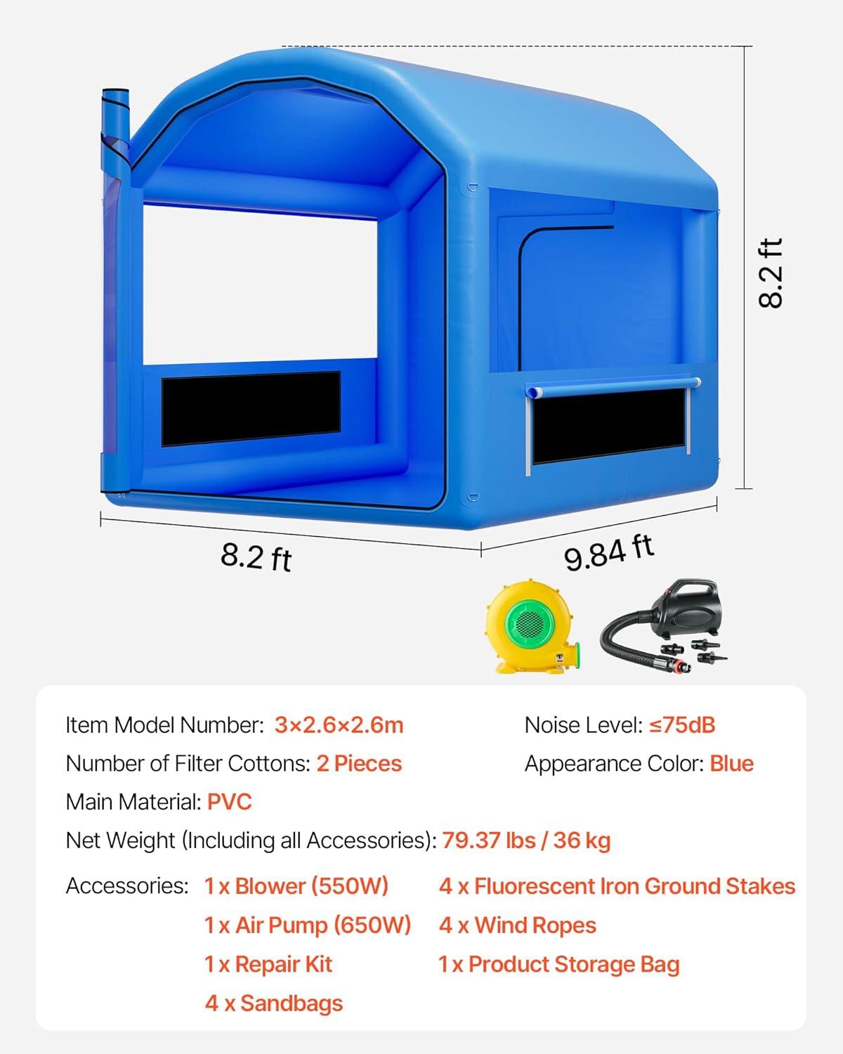 image:imageVEVOR Inflatable Paint Booth 3937 x 1640 x 1312 ft Inflatable Spray Booth with 950W1100W Blowers Air Filter System Triangular Roof for Painting Car Truck Furniture Automotive Sheet Metal10x85x85Ft