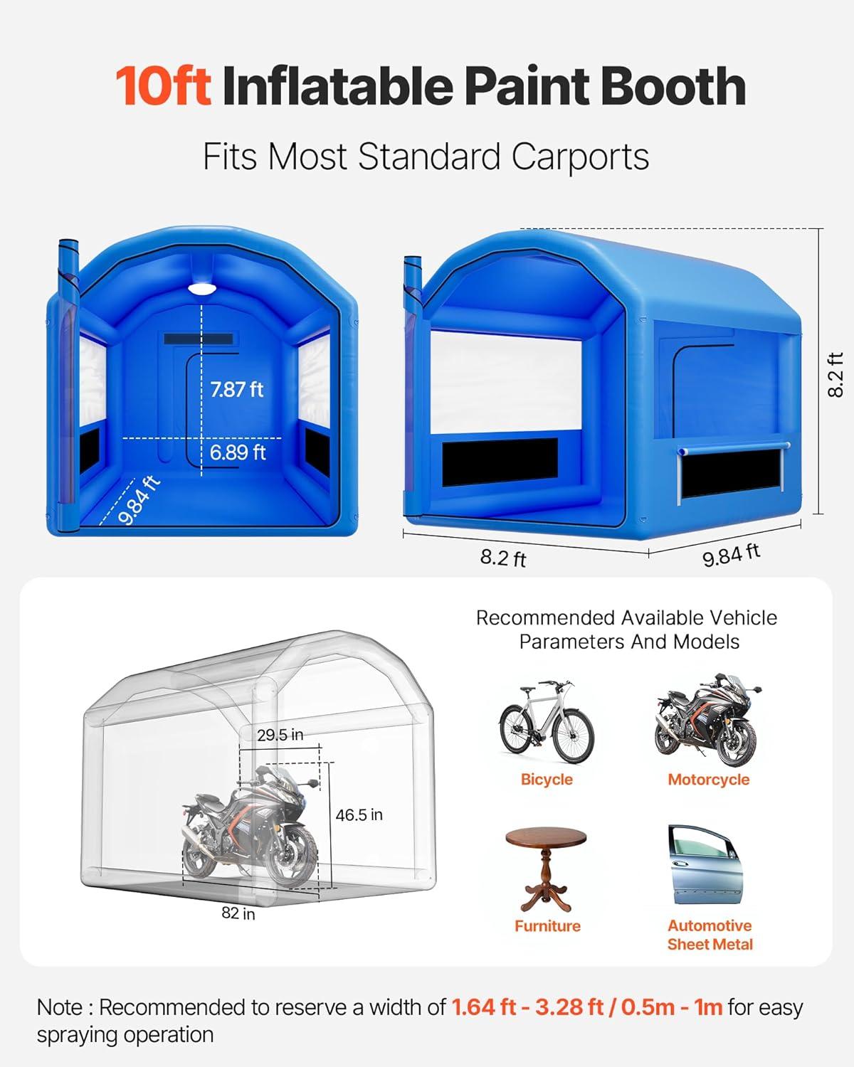image:imageVEVOR Inflatable Paint Booth 3937 x 1640 x 1312 ft Inflatable Spray Booth with 950W1100W Blowers Air Filter System Triangular Roof for Painting Car Truck Furniture Automotive Sheet Metal10x85x85Ft