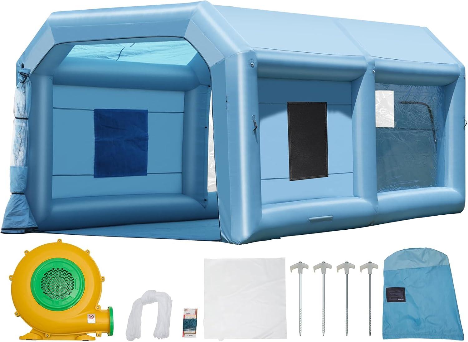 image:imageVEVOR Inflatable Paint Booth 98 x 82 x 82 ft Inflatable Spray Booth with 550W Powerful Blower and Air Filter System Portable Car Paint Booth for Motorcycle Bicycle Small Furniture Painting21x135x10ft