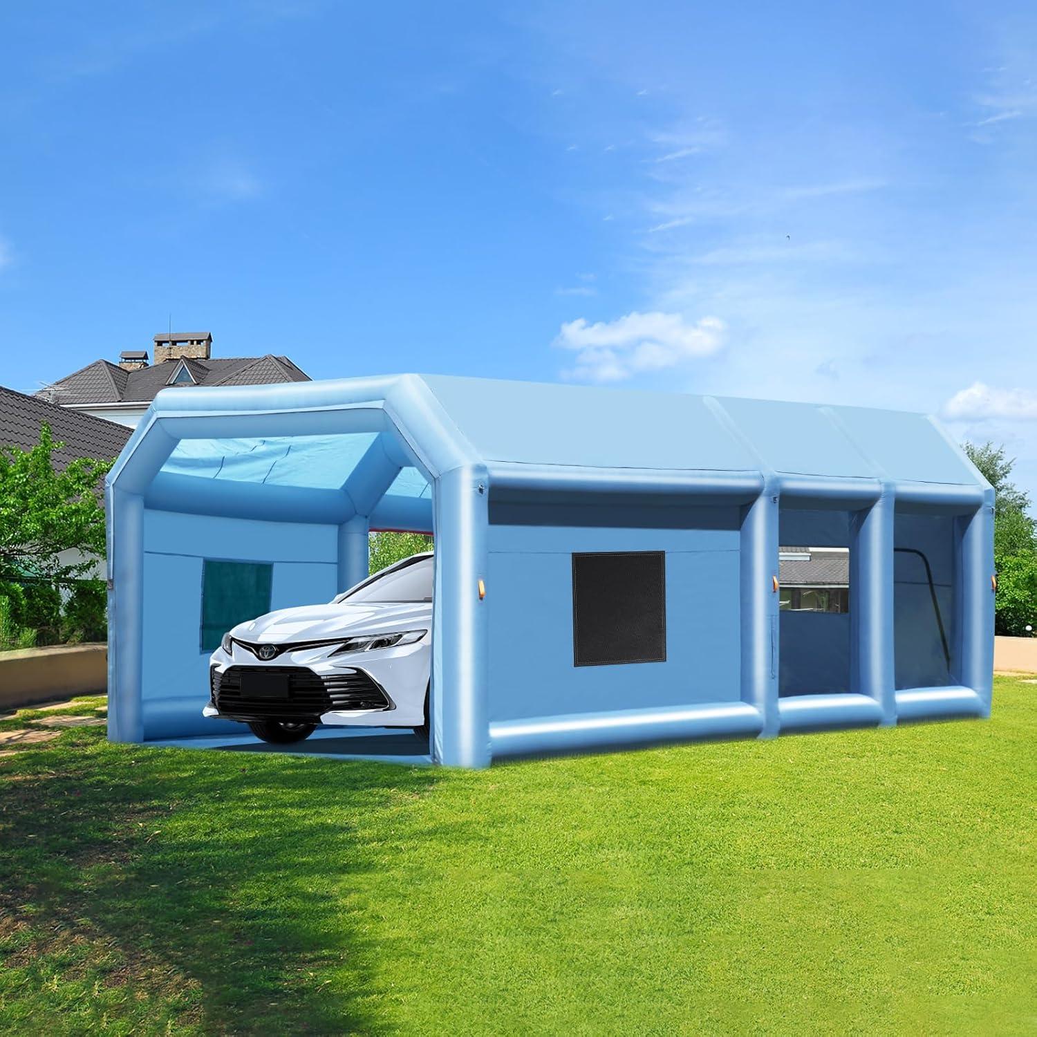 image:imageVEVOR Inflatable Paint Booth 98 x 82 x 82 ft Inflatable Spray Booth with 550W Powerful Blower and Air Filter System Portable Car Paint Booth for Motorcycle Bicycle Small Furniture Painting23x13x9Ft