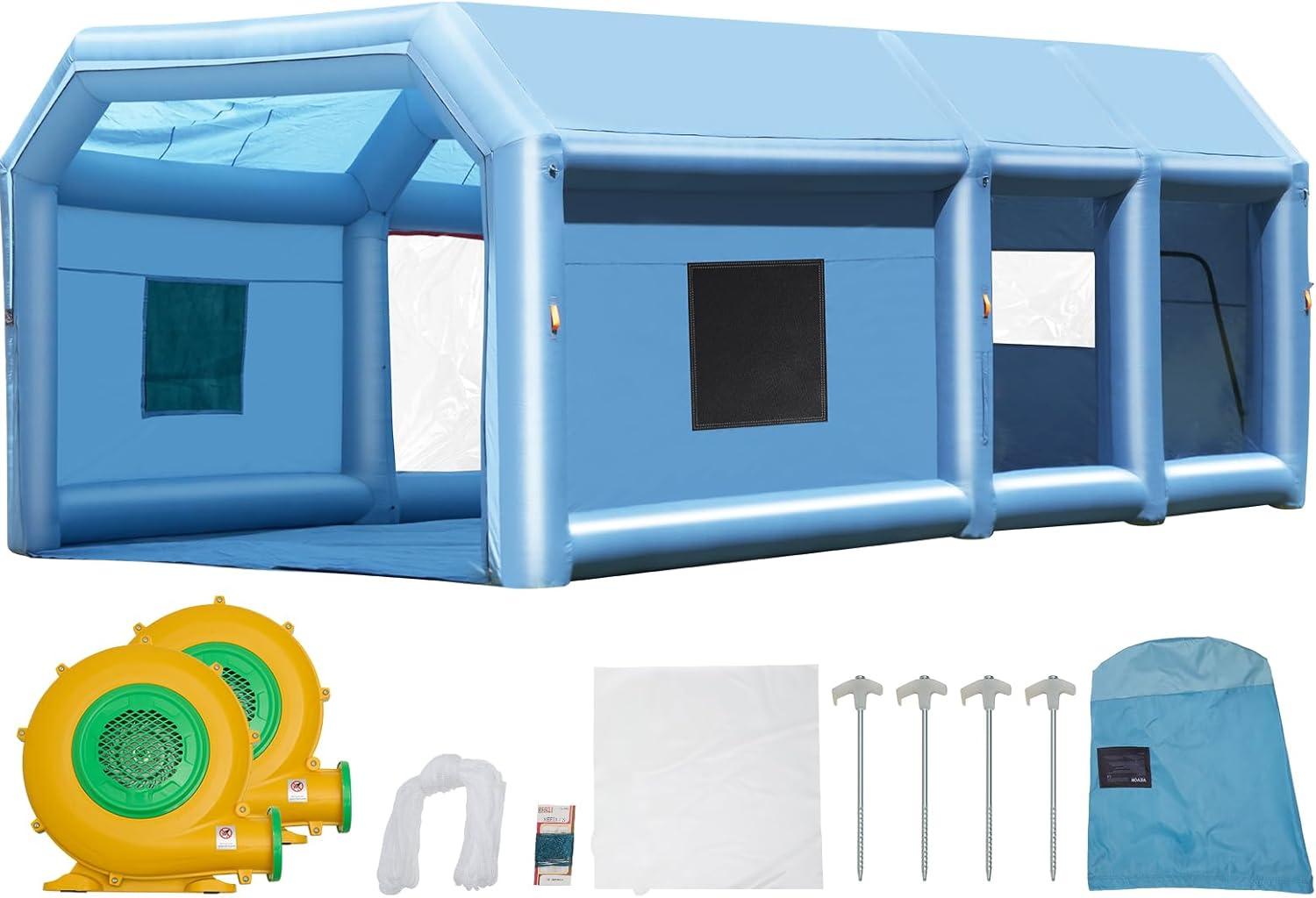 image:imageVEVOR Inflatable Paint Booth 98 x 82 x 82 ft Inflatable Spray Booth with 550W Powerful Blower and Air Filter System Portable Car Paint Booth for Motorcycle Bicycle Small Furniture Painting23x13x9Ft