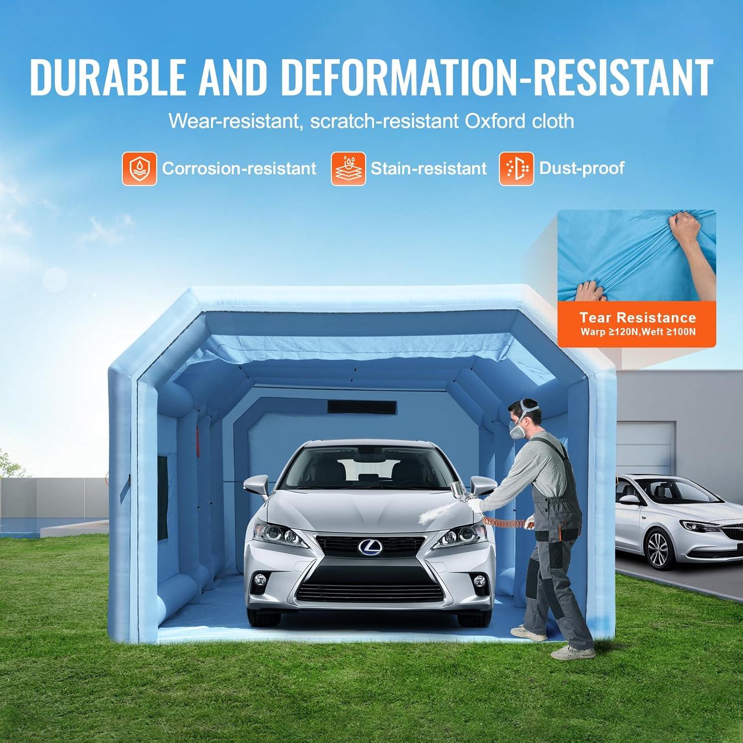image:imageVEVOR Inflatable Paint Booth 98 x 82 x 82 ft Inflatable Spray Booth with 550W Powerful Blower and Air Filter System Portable Car Paint Booth for Motorcycle Bicycle Small Furniture Painting28x16x11Ft