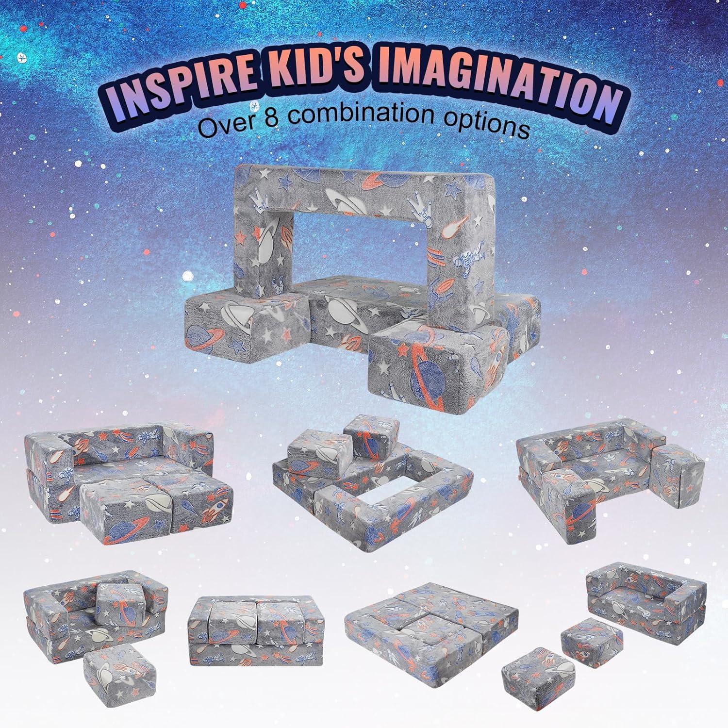 image:imageVEVOR Kids Couch 4Pcs Toddler Couch Sofa Bed Kids Chair Seat Playroom Furniture Child Sectional Sofa with Removable Cover for Kids Girls amp Boys Dark GreyDark Grey