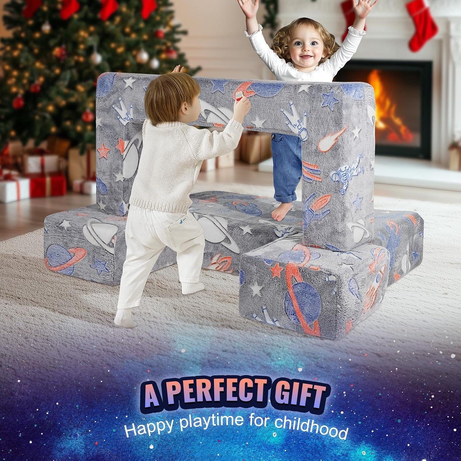 image:imageVEVOR Kids Couch 4Pcs Toddler Couch Sofa Bed Kids Chair Seat Playroom Furniture Child Sectional Sofa with Removable Cover for Kids Girls amp Boys Dark GreyDark Grey