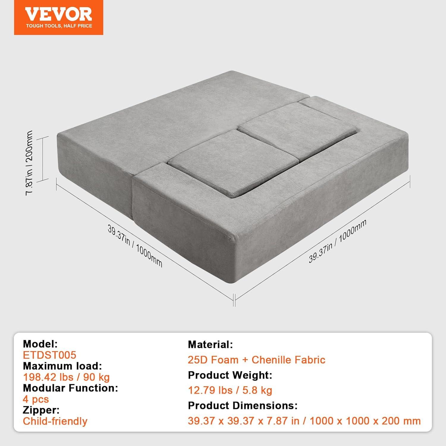 image:imageVEVOR Kids Couch 4Pcs Toddler Couch Sofa Bed Kids Chair Seat Playroom Furniture Child Sectional Sofa with Removable Cover for Kids Girls amp Boys Dark GreyGrey
