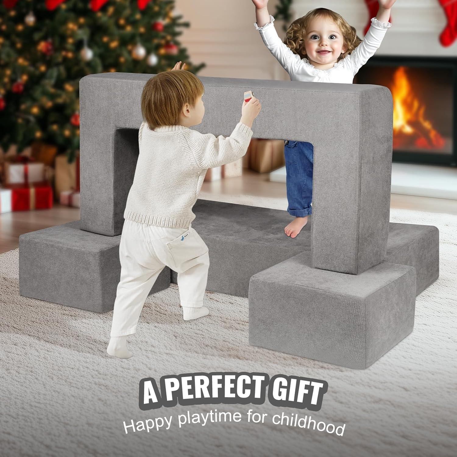 image:imageVEVOR Kids Couch 4Pcs Toddler Couch Sofa Bed Kids Chair Seat Playroom Furniture Child Sectional Sofa with Removable Cover for Kids Girls amp Boys Dark GreyGrey