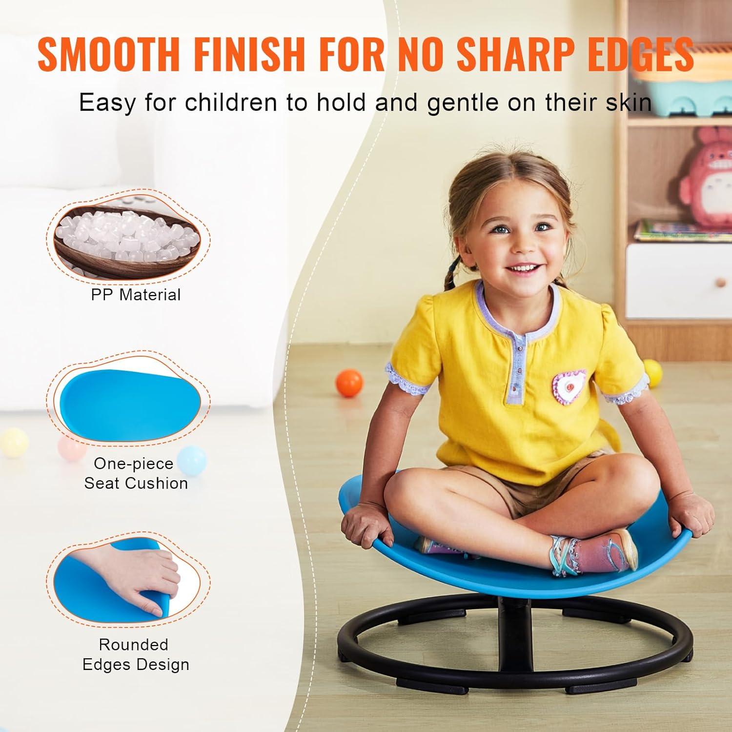 image:imageVEVOR Kids Swivel Chair 220 LBS Capacity Sensory Spinning Chair Autistic Kids Sensory Toy with NonSlip Metal Base Toddler Sit and Spin for Coordination Balance Focus Training BlueBlue