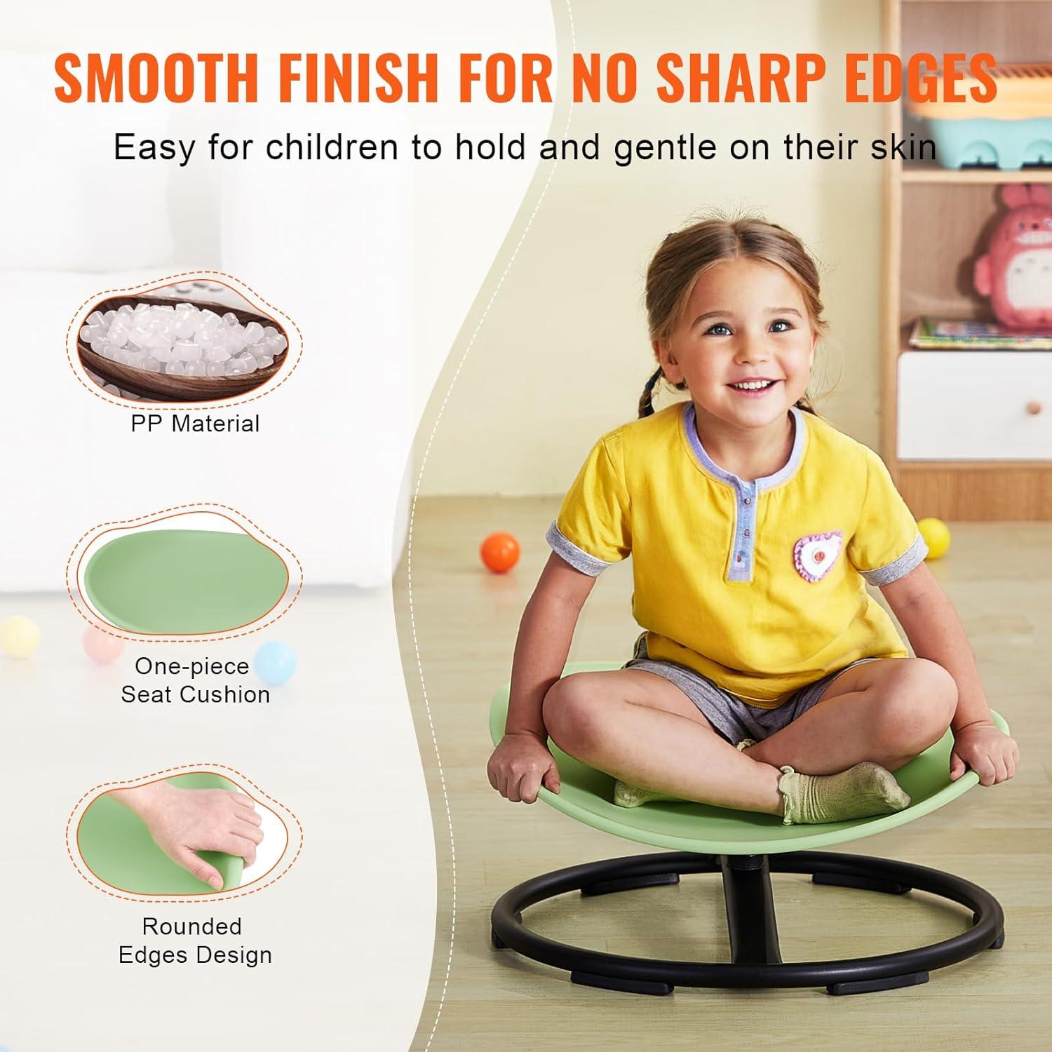 image:imageVEVOR Kids Swivel Chair 220 LBS Capacity Sensory Spinning Chair Autistic Kids Sensory Toy with NonSlip Metal Base Toddler Sit and Spin for Coordination Balance Focus Training BlueGreen
