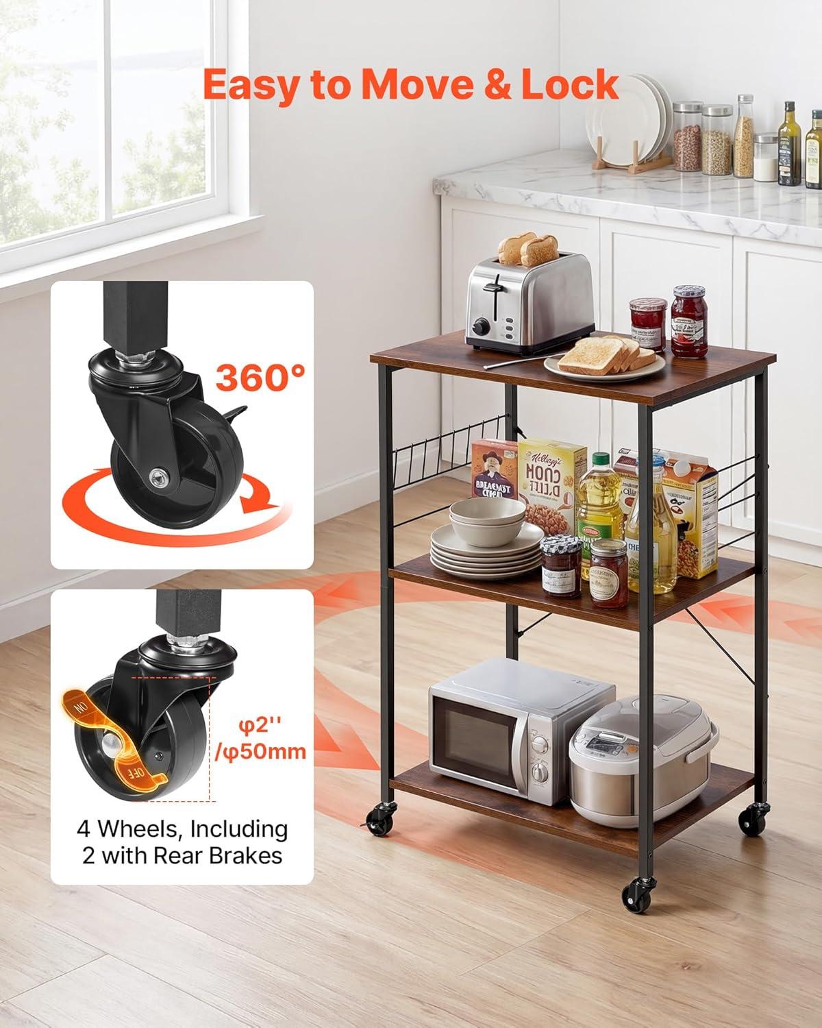 image:imageVEVOR Kitchen Utility Cart 3 Tier Heavy Duty Adjustable Wire Storage Rack Commercial Steel Rolling Service Trolley on Wheels Work Table with Handle Bar for Garage and Laundry Room 40x25x409 in158d X 237w X 355h Vintage