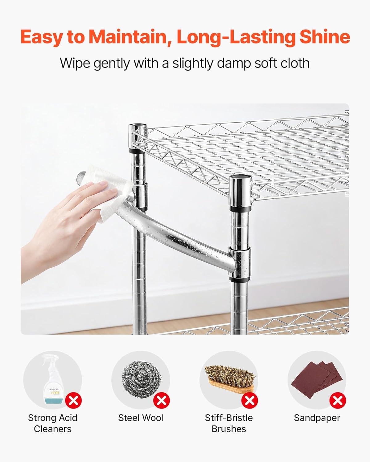 image:imageVEVOR Kitchen Utility Cart 3 Tier Heavy Duty Adjustable Wire Storage Rack Commercial Steel Rolling Service Trolley on Wheels Work Table with Handle Bar for Garage and Laundry Room 40x25x409 in178d X 35w X 409h Upgraded