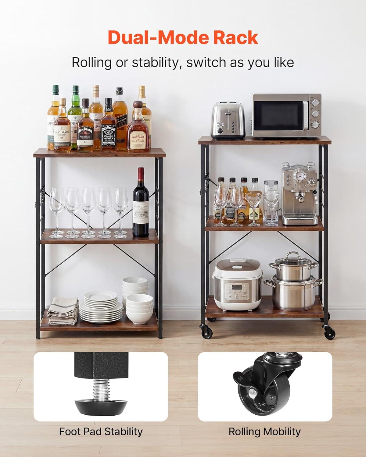 image:imageVEVOR Kitchen Utility Cart 3 Tier Heavy Duty Adjustable Wire Storage Rack Commercial Steel Rolling Service Trolley on Wheels Work Table with Handle Bar for Garage and Laundry Room 40x25x409 in158d X 237w X 355h Vintage