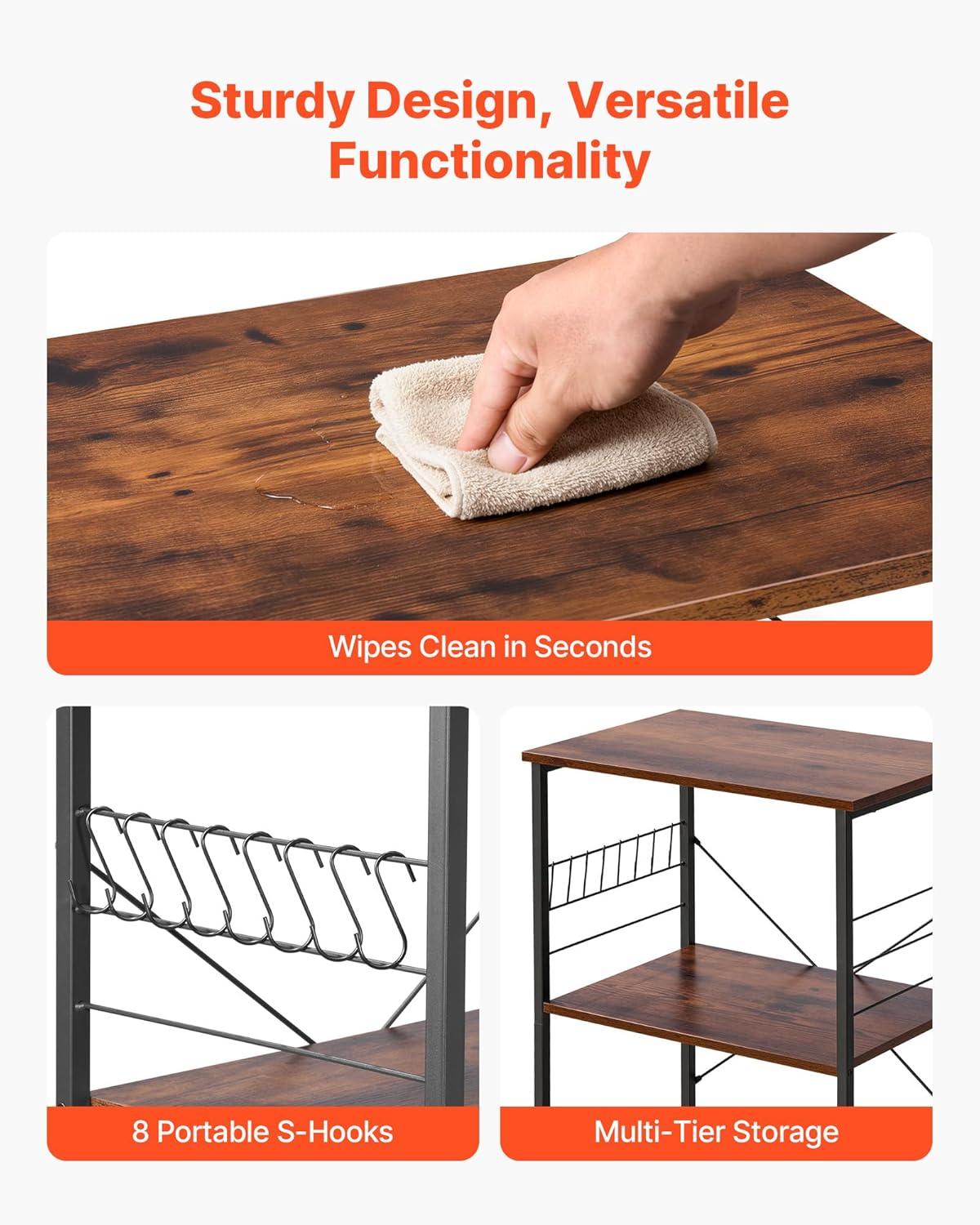 image:imageVEVOR Kitchen Utility Cart 3 Tier Heavy Duty Adjustable Wire Storage Rack Commercial Steel Rolling Service Trolley on Wheels Work Table with Handle Bar for Garage and Laundry Room 40x25x409 in158d X 237w X 355h Vintage