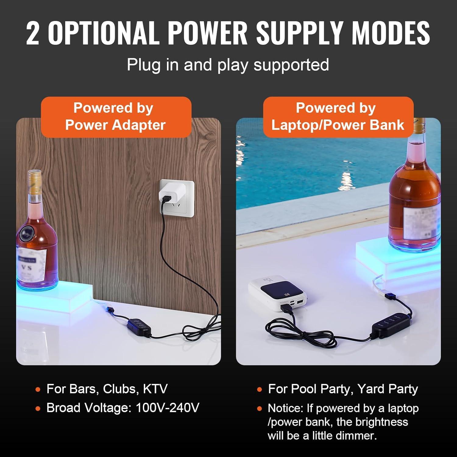 image:imageVEVOR LED Lighted Liquor Bottle Display 3 Tiers 20 Inches Whiskey Rack Supports USB Illuminated Home Bar Shelf with RF Remote amp App Control 9 Static Colors Acrylic Lighted Shelf for 15 Bottles1 Step 40 Inches