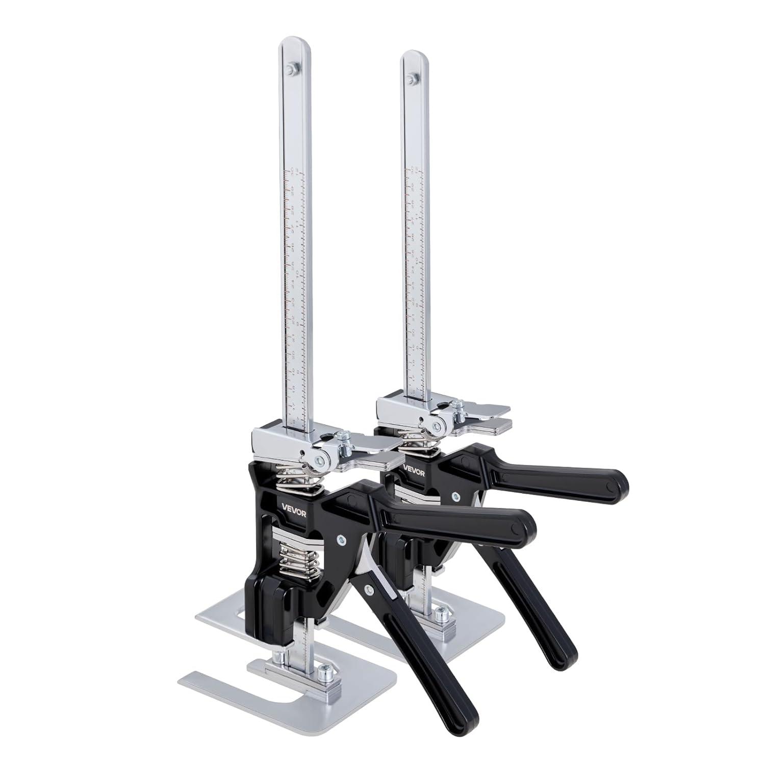 image:imageVEVOR Labor Saving Arm Jack 2 PCS 220 lbs Bearing Capacity Lifting up to 71 Metal Hand Lifting Jack Tool with Magnetic Level Adjustable Height for Door Window Furniture Woodworking SilverXl15inch