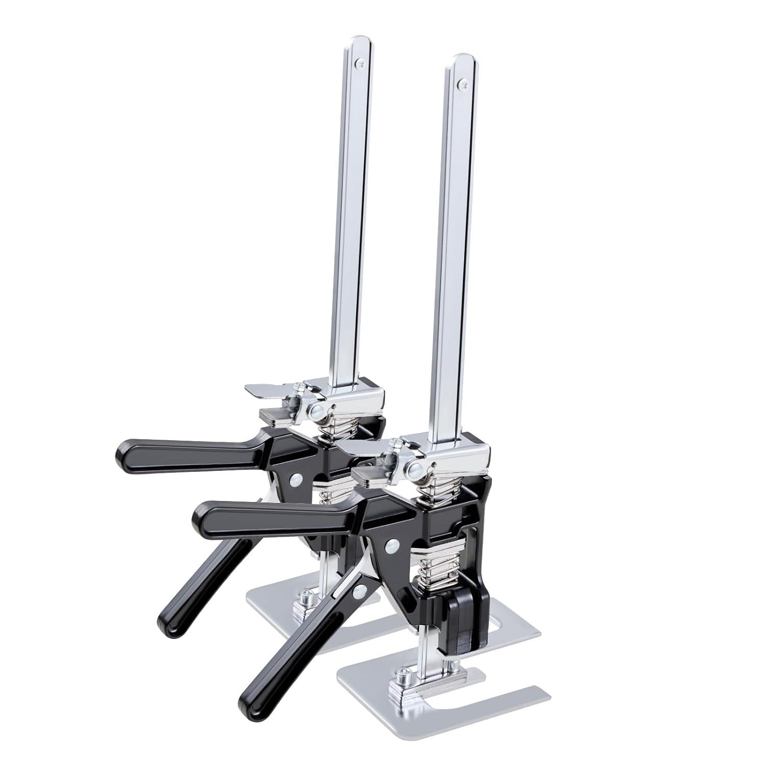 image:imageVEVOR Labor Saving Arm Jack 2 PCS 220 lbs Bearing Capacity Lifting up to 71 Metal Hand Lifting Jack Tool with Magnetic Level Adjustable Height for Door Window Furniture Woodworking SilverXl15inch