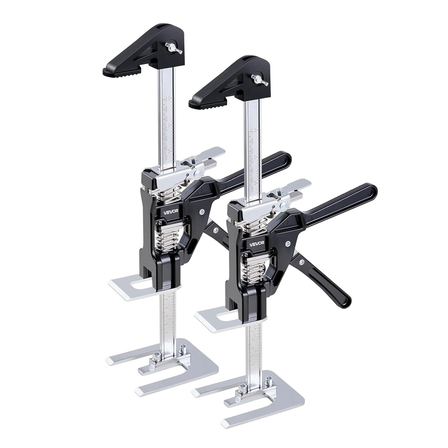 image:imageVEVOR Labor Saving Arm Jack 2 PCS 220 lbs Bearing Capacity Lifting up to 71 Metal Hand Lifting Jack Tool with Magnetic Level Adjustable Height for Door Window Furniture Woodworking SilverXl15inch