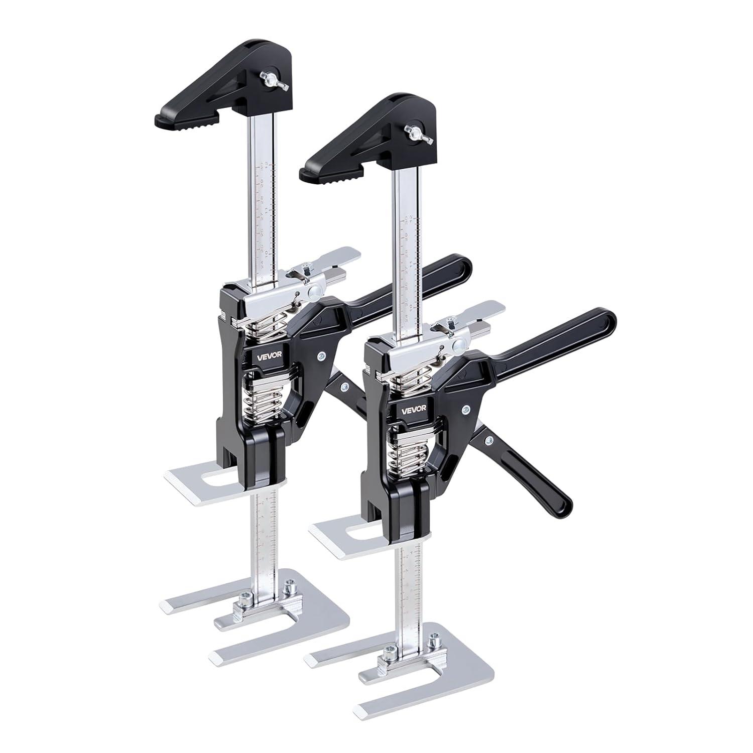 image:imageVEVOR Labor Saving Arm Jack 2 PCS 220 lbs Bearing Capacity Lifting up to 71 Metal Hand Lifting Jack Tool with Magnetic Level Adjustable Height for Door Window Furniture Woodworking SilverXl15inch