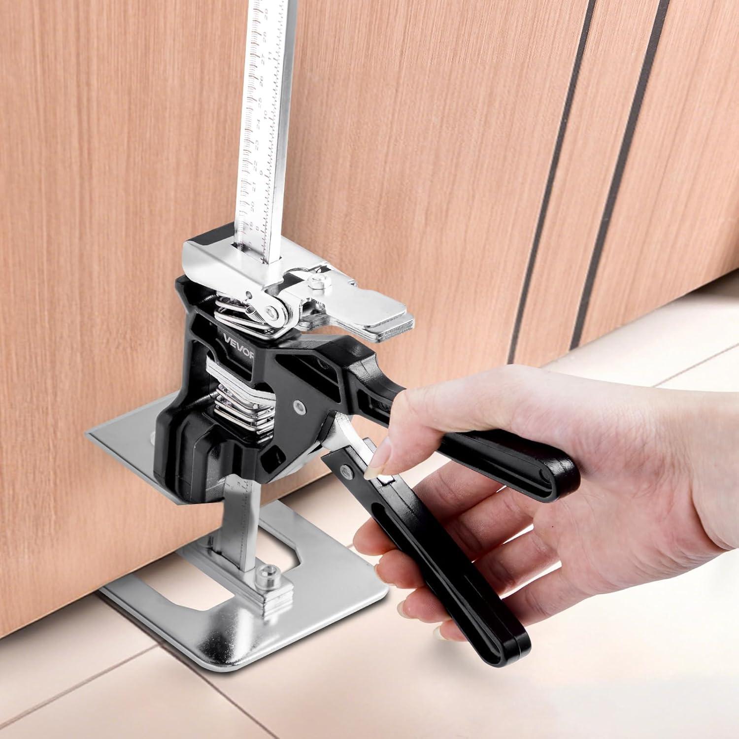 image:imageVEVOR Labor Saving Arm Jack 2 PCS 220 lbs Bearing Capacity Lifting up to 71 Metal Hand Lifting Jack Tool with Magnetic Level Adjustable Height for Door Window Furniture Woodworking SilverXl15inch