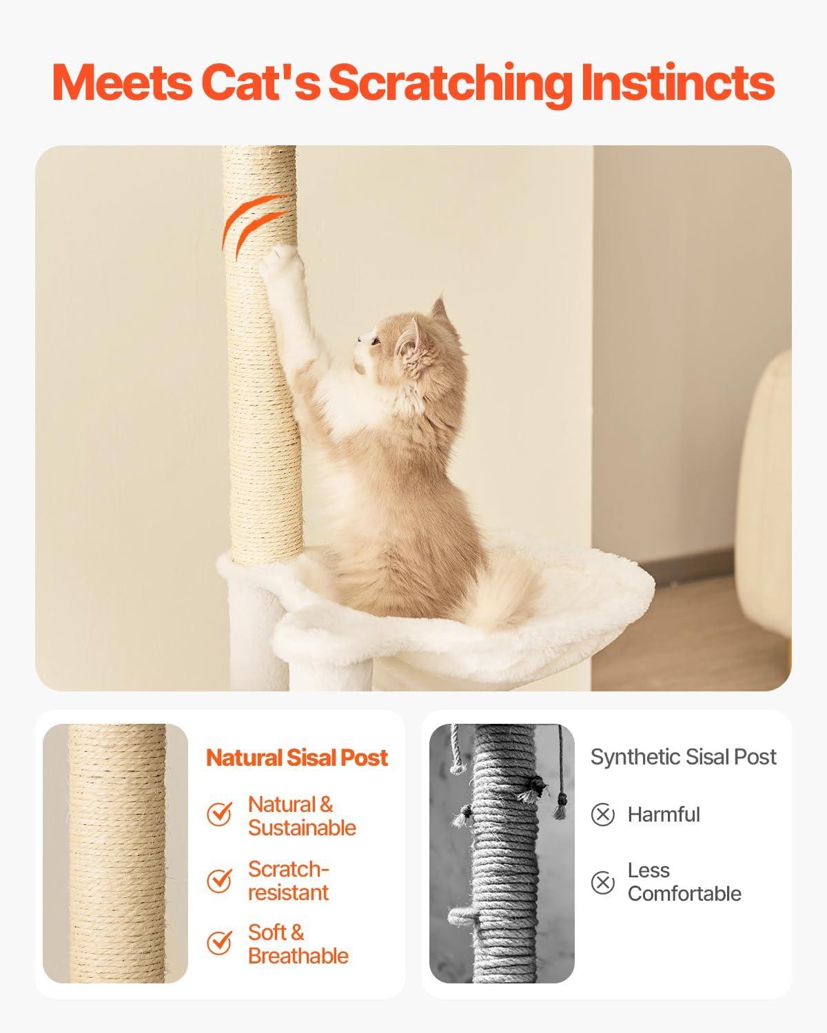 image:imageVEVOR Large Cat Tree 689 inches Tall Cat Tower MultiLevel Cat Condo Furniture Activity Center with Cozy Perches Sisal Scratching Posts Hammock Big Kittens House for Indoor Cats Play amp RestBurly Wood