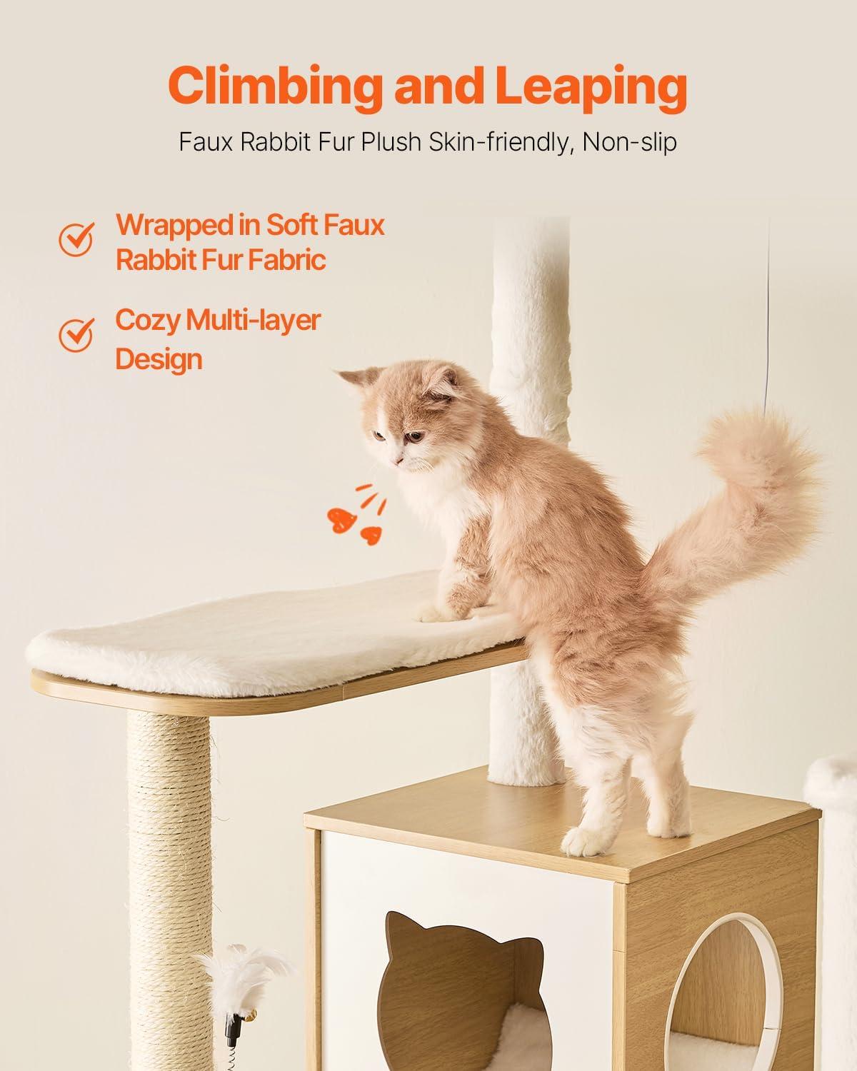 image:imageVEVOR Large Cat Tree 689 inches Tall Cat Tower MultiLevel Cat Condo Furniture Activity Center with Cozy Perches Sisal Scratching Posts Hammock Big Kittens House for Indoor Cats Play amp RestBurly Wood