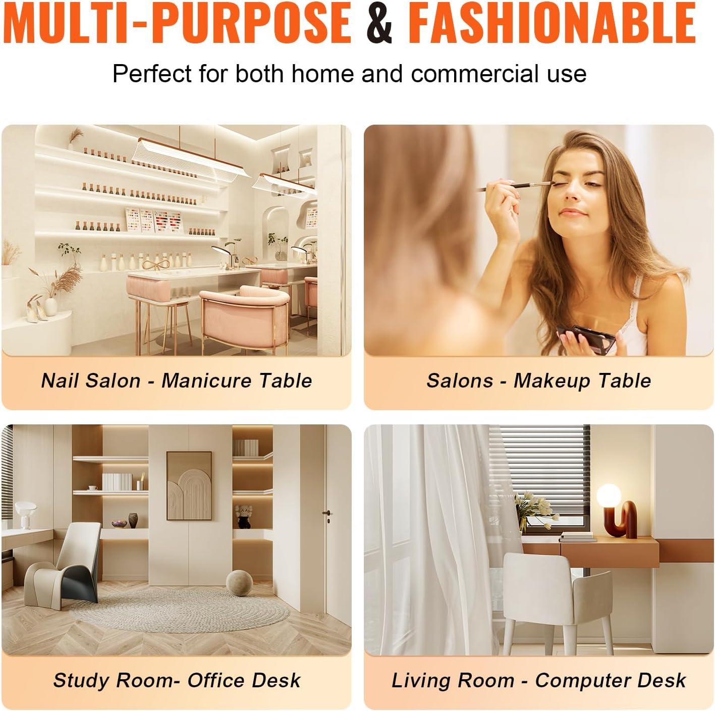 image:imageVEVOR Manicure Table Glass Top Nail Tech Desk Makeup Dressing Nail Station with Spacious Storage Cabinets AcetoneResistant Nail Tech Table with Wrist Rest 8 Metal Legs for Spa Beauty Salon Black