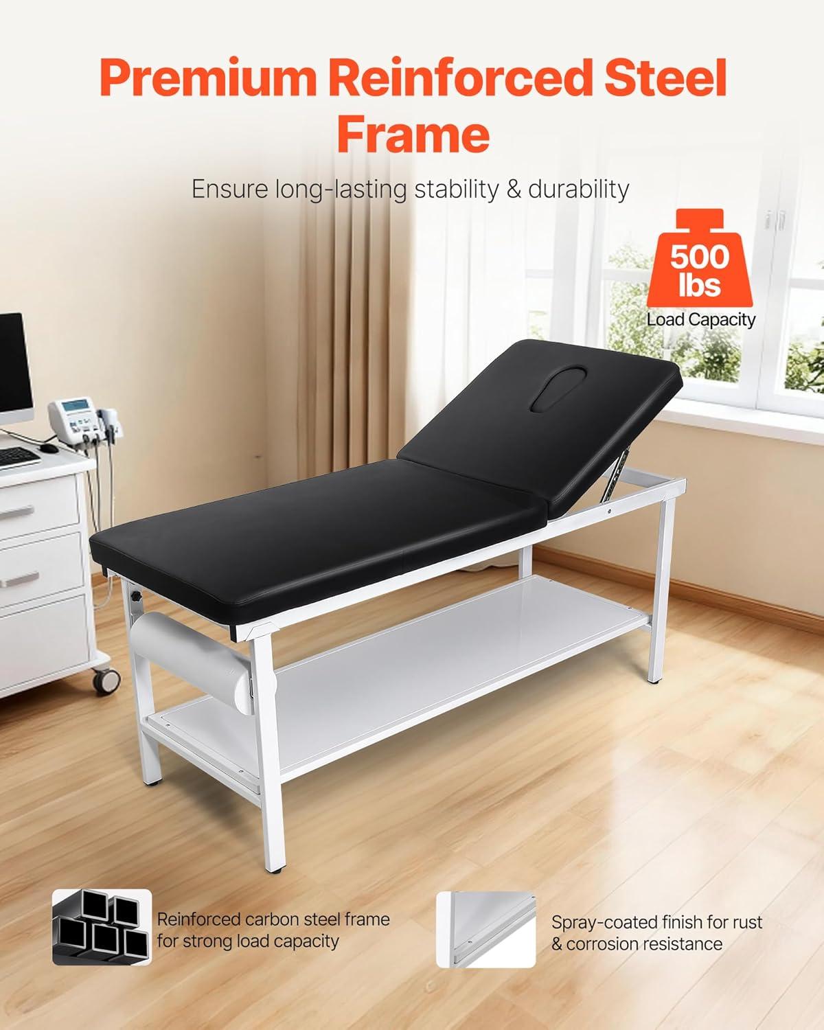 image:imageVEVOR Medical Exam Table 500LBS Loading Medical Examination Bed with 040 Adjustable Backrest Physical Therapy Exam Table with Storage Shelf amp Paper Roll Dispenser for Hospital Clinic Rehab Center