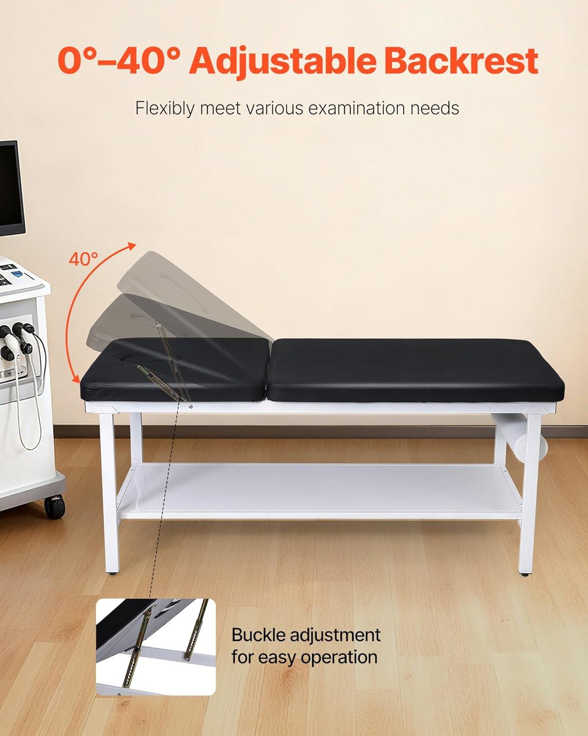 image:imageVEVOR Medical Exam Table 500LBS Loading Medical Examination Bed with 040 Adjustable Backrest Physical Therapy Exam Table with Storage Shelf amp Paper Roll Dispenser for Hospital Clinic Rehab Center