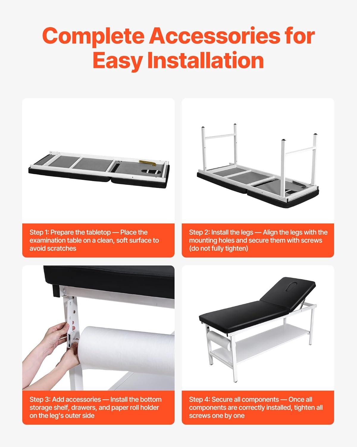 image:imageVEVOR Medical Exam Table 500LBS Loading Medical Examination Bed with 040 Adjustable Backrest Physical Therapy Exam Table with Storage Shelf amp Paper Roll Dispenser for Hospital Clinic Rehab Center