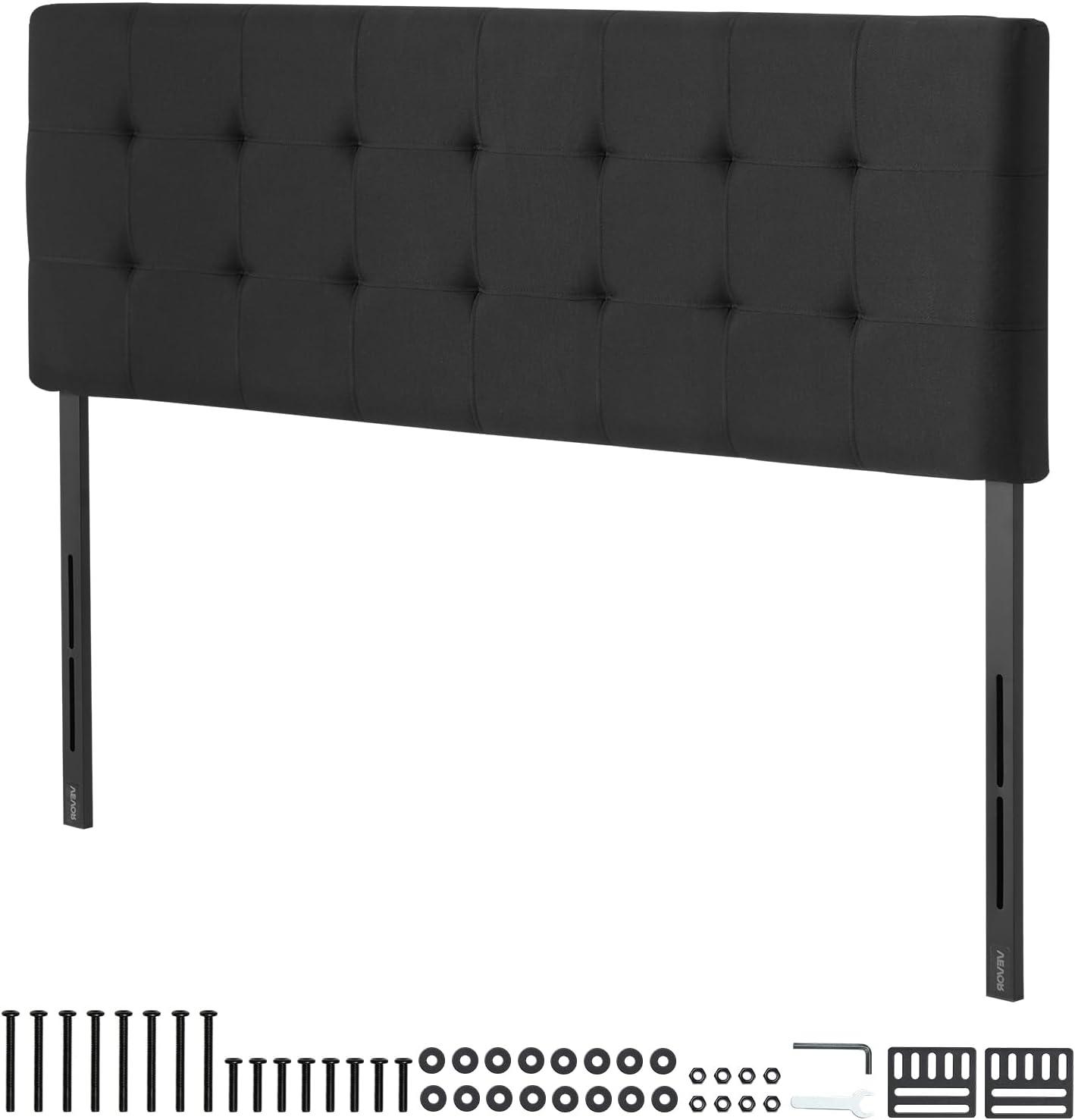 image:imageVEVOR Metal Headboard Queen Size Headboard with Adjustable Height W5965 x H4055 x D15 inches Ideal for Bedroom Hotel Homestay Dormitory Blackcarbon steel