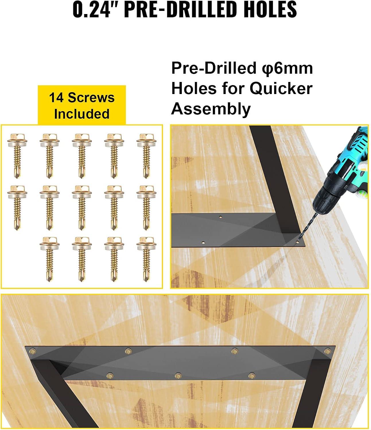 image:imageVEVOR Metal Table Legs 28 x 18 inch Desk Legs Set of 2 Heavy Duty Bench Legs Z Shape Metal Furniture LegsWrought Iron Coffee Table Legs Home DIY for Dining Table wRubber Floor ProtectorsMatte28x18 Inch